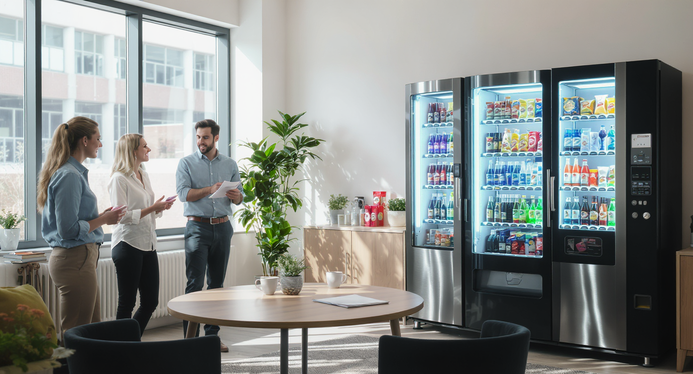 Distributeurs automatiques installés dans un environnement de bureau moderne
